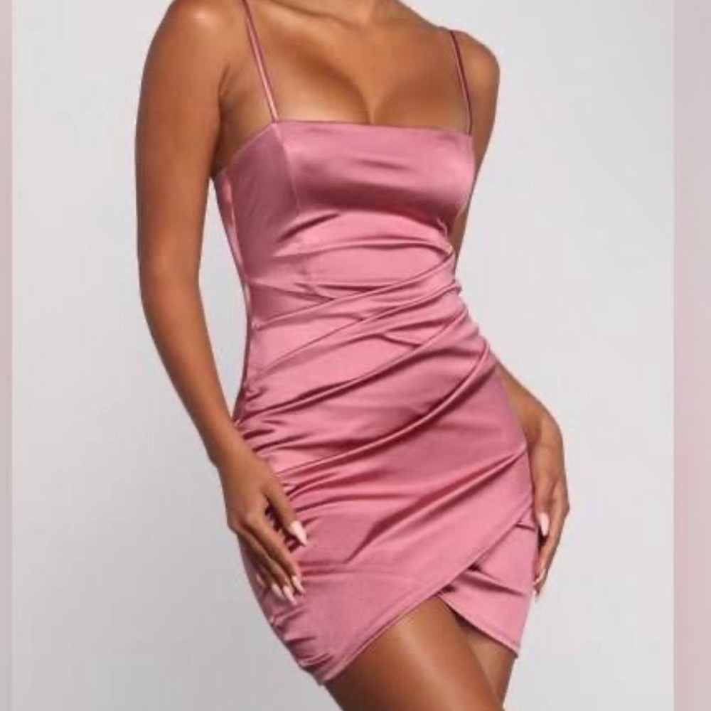 Pink Satin Cross Minidress